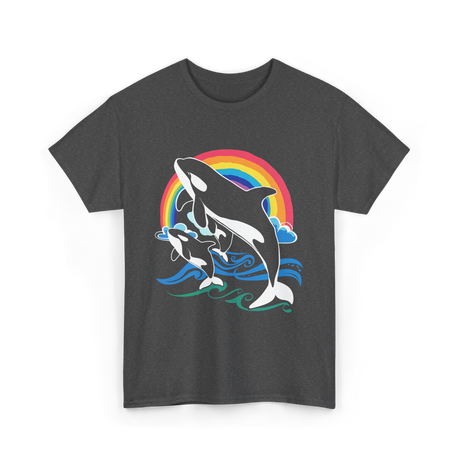 Orca Whale Jumping Orcas T-Shirt - Dark Heather