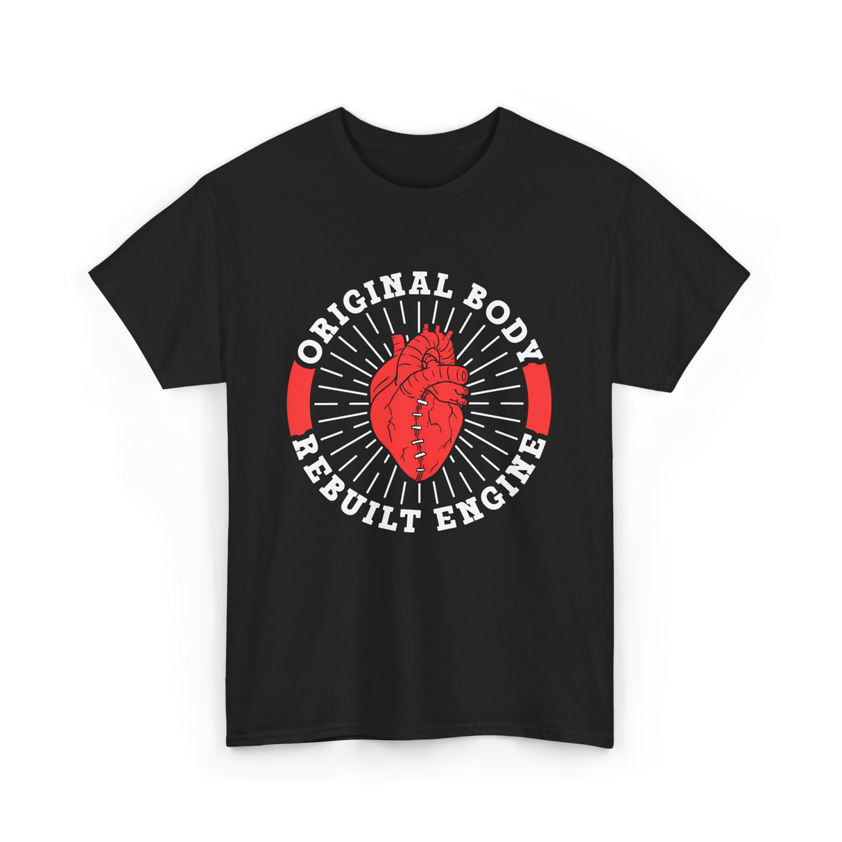 Original Body Rebuilt Engine Heart T-Shirt - Black