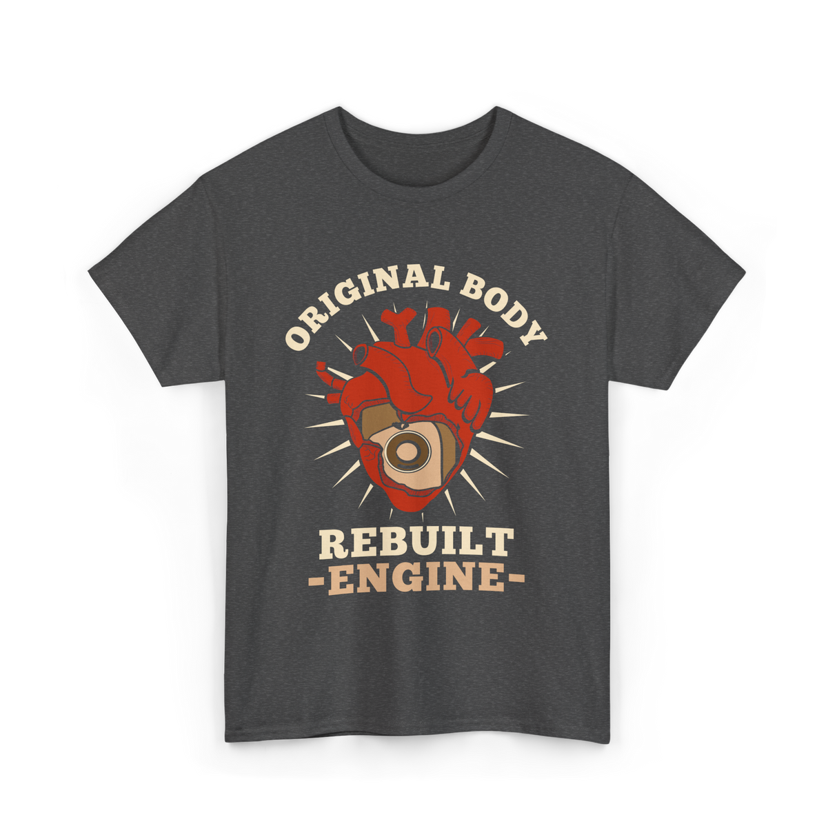 Original Body Rebuilt Engine Heart T-Shirt - Dark Heather