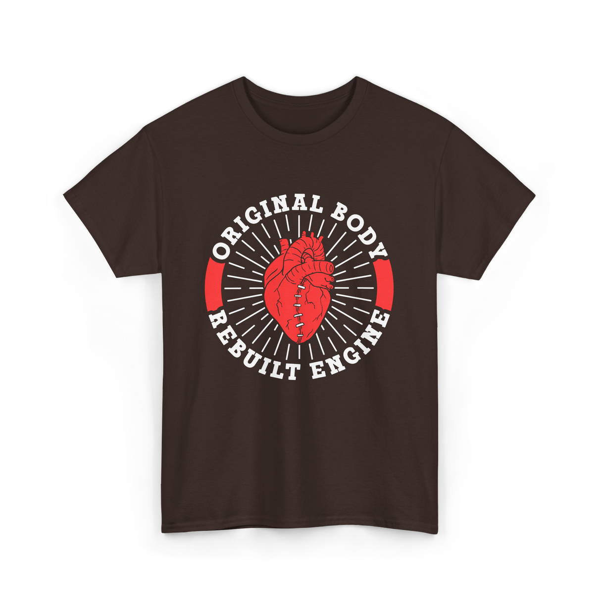 Original Body Rebuilt Engine Heart T-Shirt - Dark Chocolate