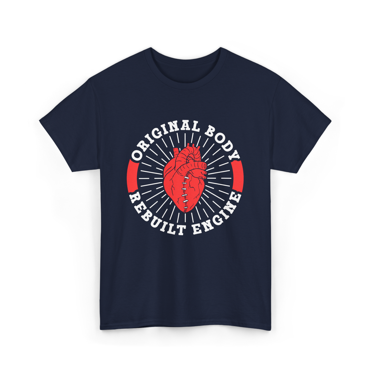 Original Body Rebuilt Engine Heart T-Shirt - Navy