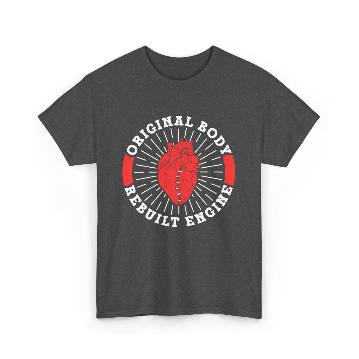 Original Body Rebuilt Engine Heart T-Shirt - Dark Heather