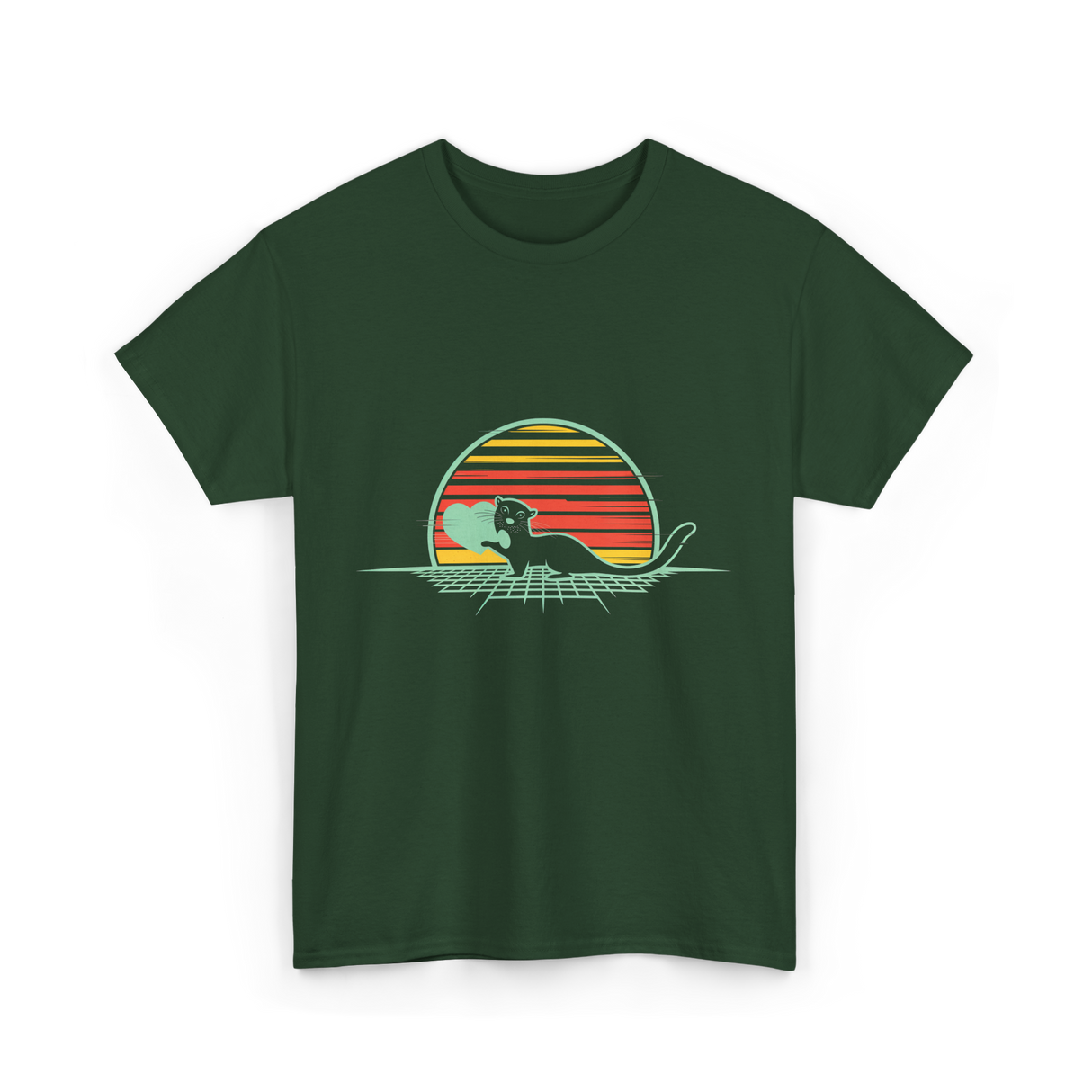 Otter Love Retro Animal Lover T-Shirt - Forest Green