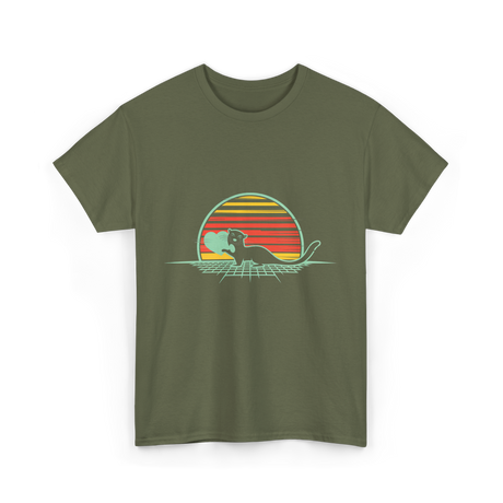 Otter Love Retro Animal Lover T-Shirt - Military Green