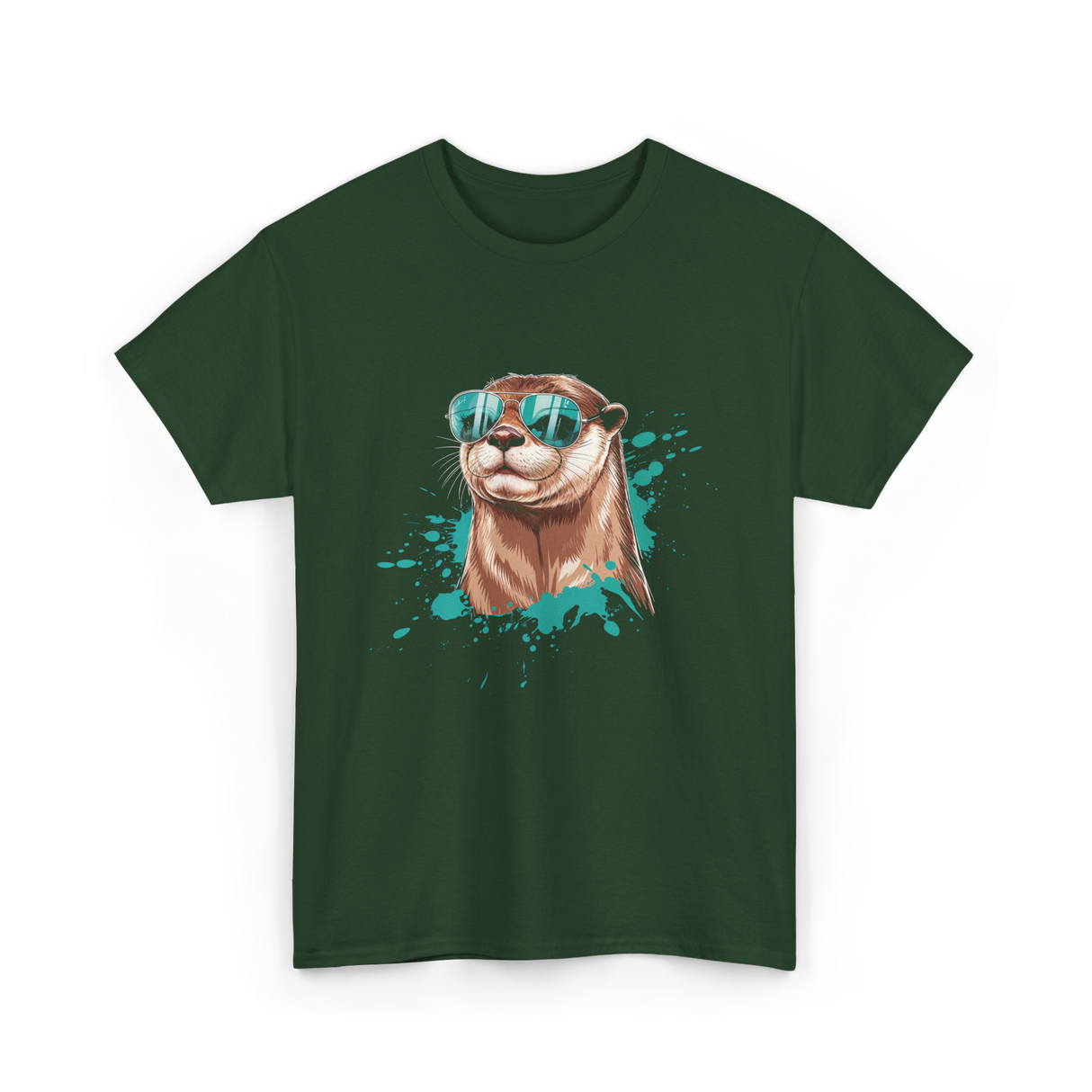 Otter With Sunglasses Otter T-Shirt - Forest Green