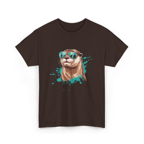 Otter With Sunglasses Otter T-Shirt - Dark Chocolate