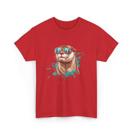 Otter With Sunglasses Otter T-Shirt - Red