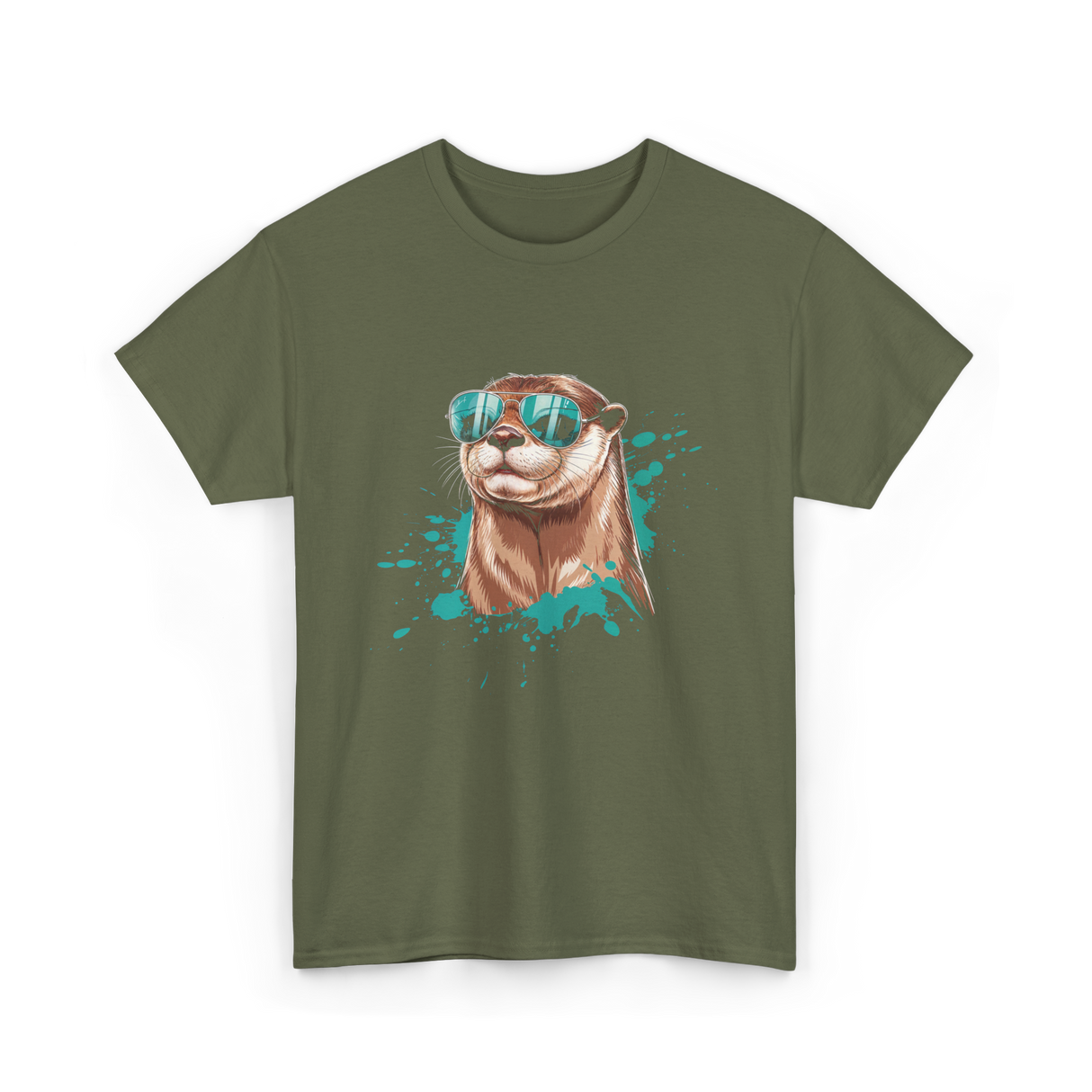 Otter With Sunglasses Otter T-Shirt - Military Green