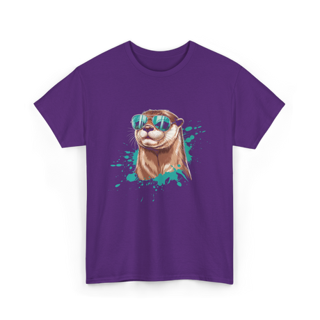 Otter With Sunglasses Otter T-Shirt - Purple