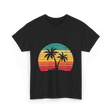 Palm Tree Retro Tropical Beach Art T-Shirt - Black