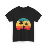 Palm Tree Retro Tropical Beach Art T-Shirt - Black