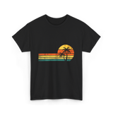 Palm Tree Sunset Beach T-Shirt - Black