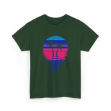 Palm Tree Sunset Tropical Vibe T-Shirt - Forest Green