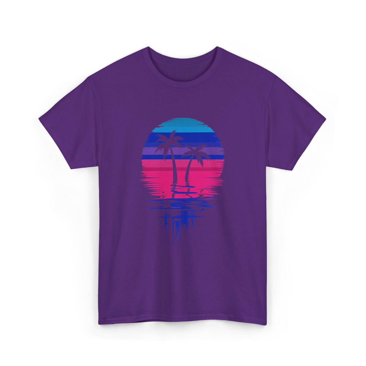 Palm Tree Sunset Tropical Vibe T-Shirt - Purple