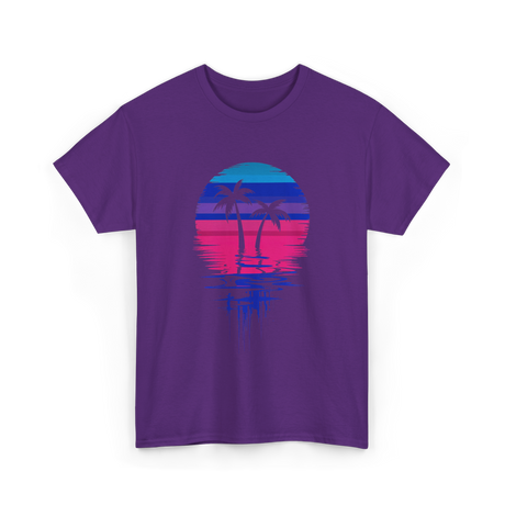 Palm Tree Sunset Tropical Vibe T-Shirt - Purple