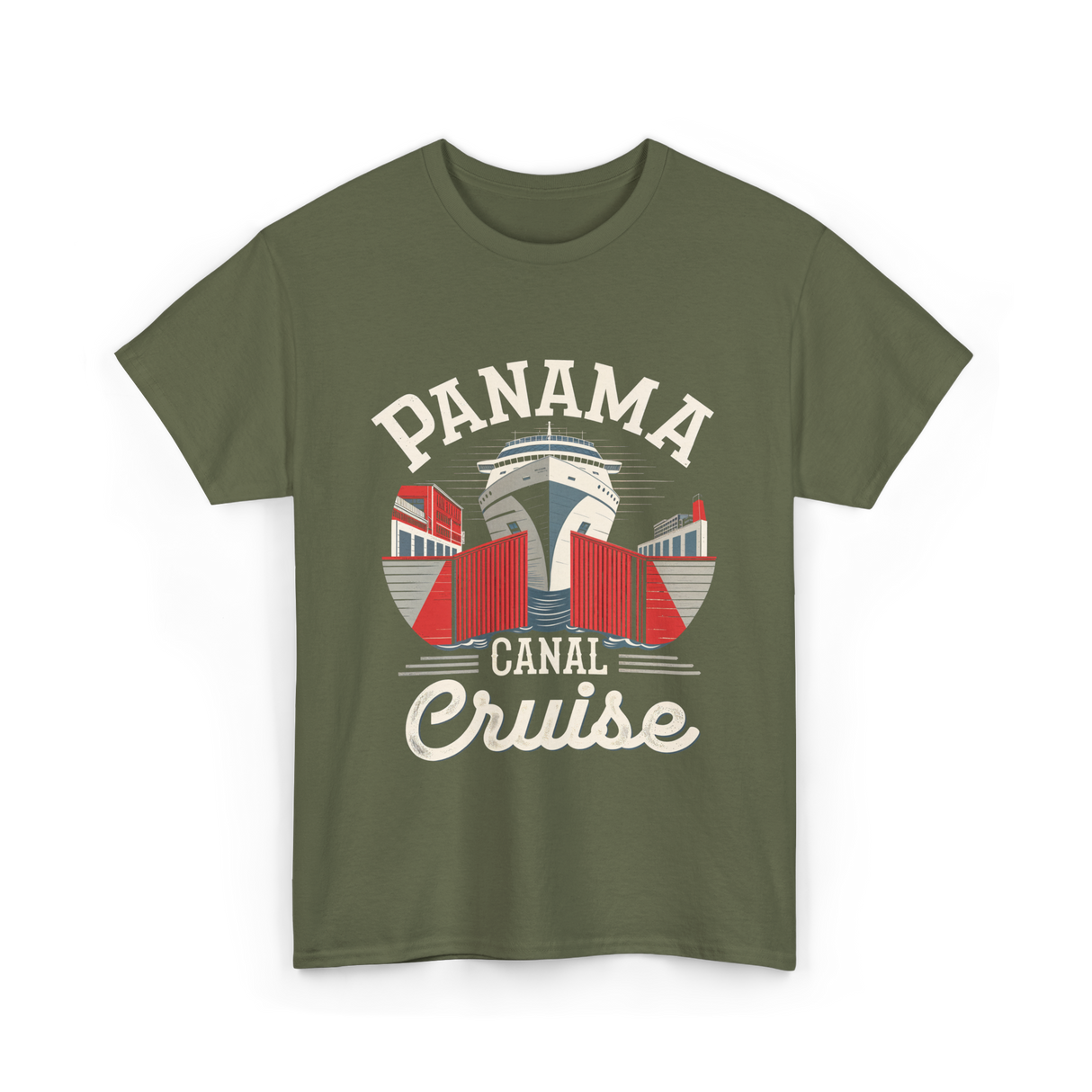 Panama Canal Cruise Nautical Adventure T-Shirt - Military Green