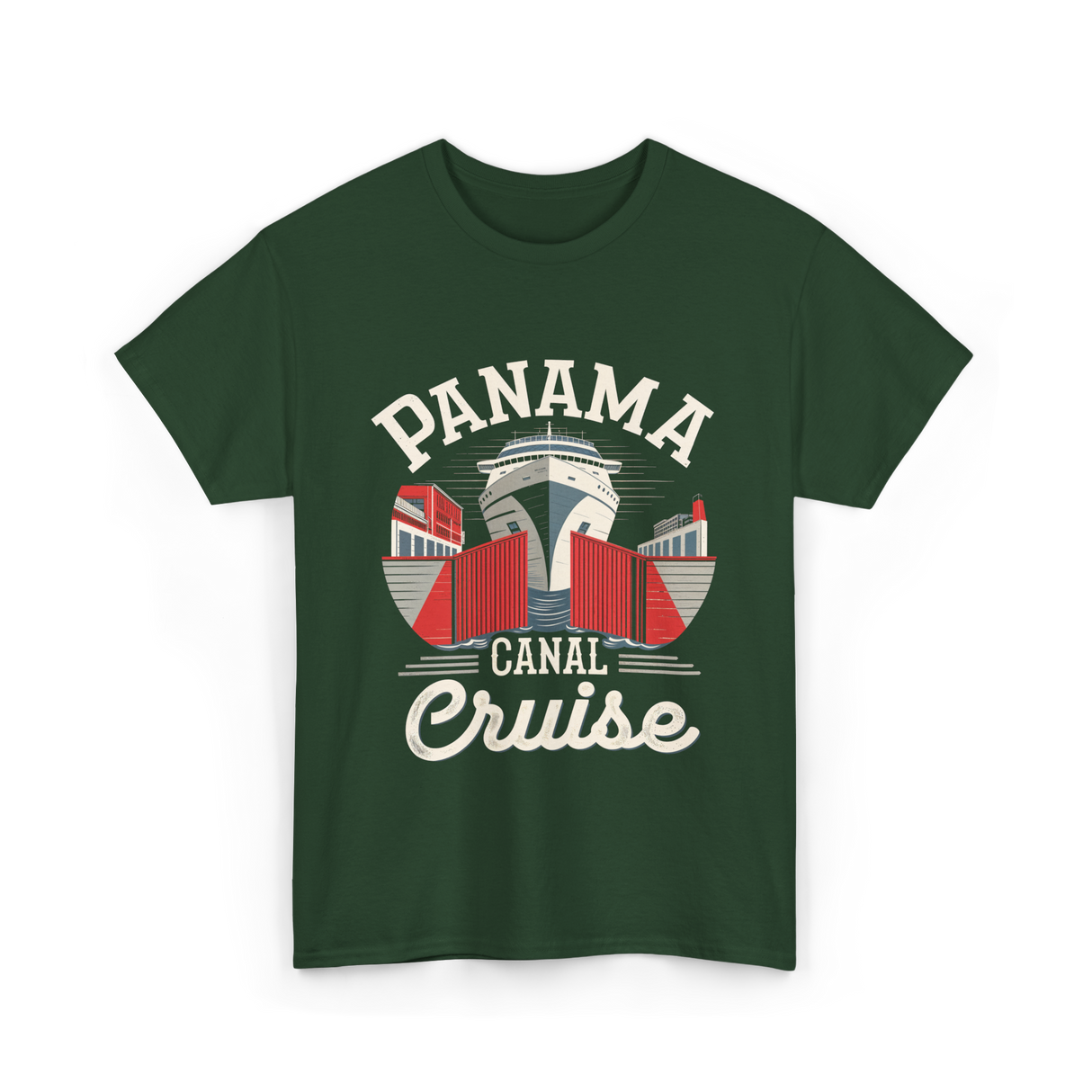 Panama Canal Cruise Nautical Adventure T-Shirt - Forest Green