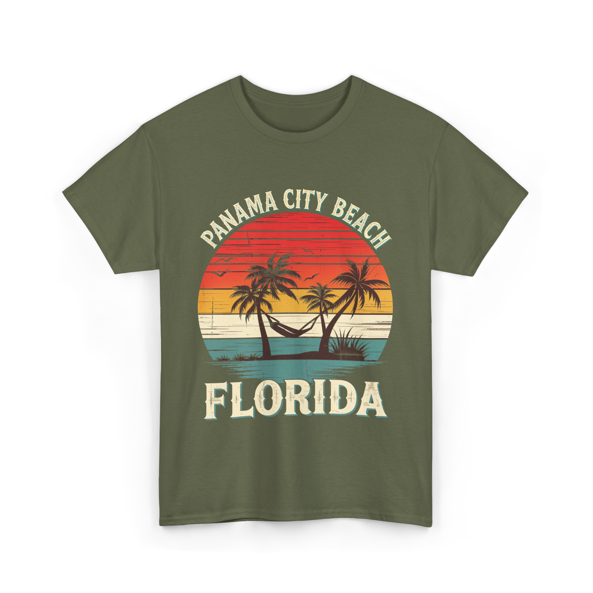 Panama City Beach Florida Vacation T-Shirt - Military Green