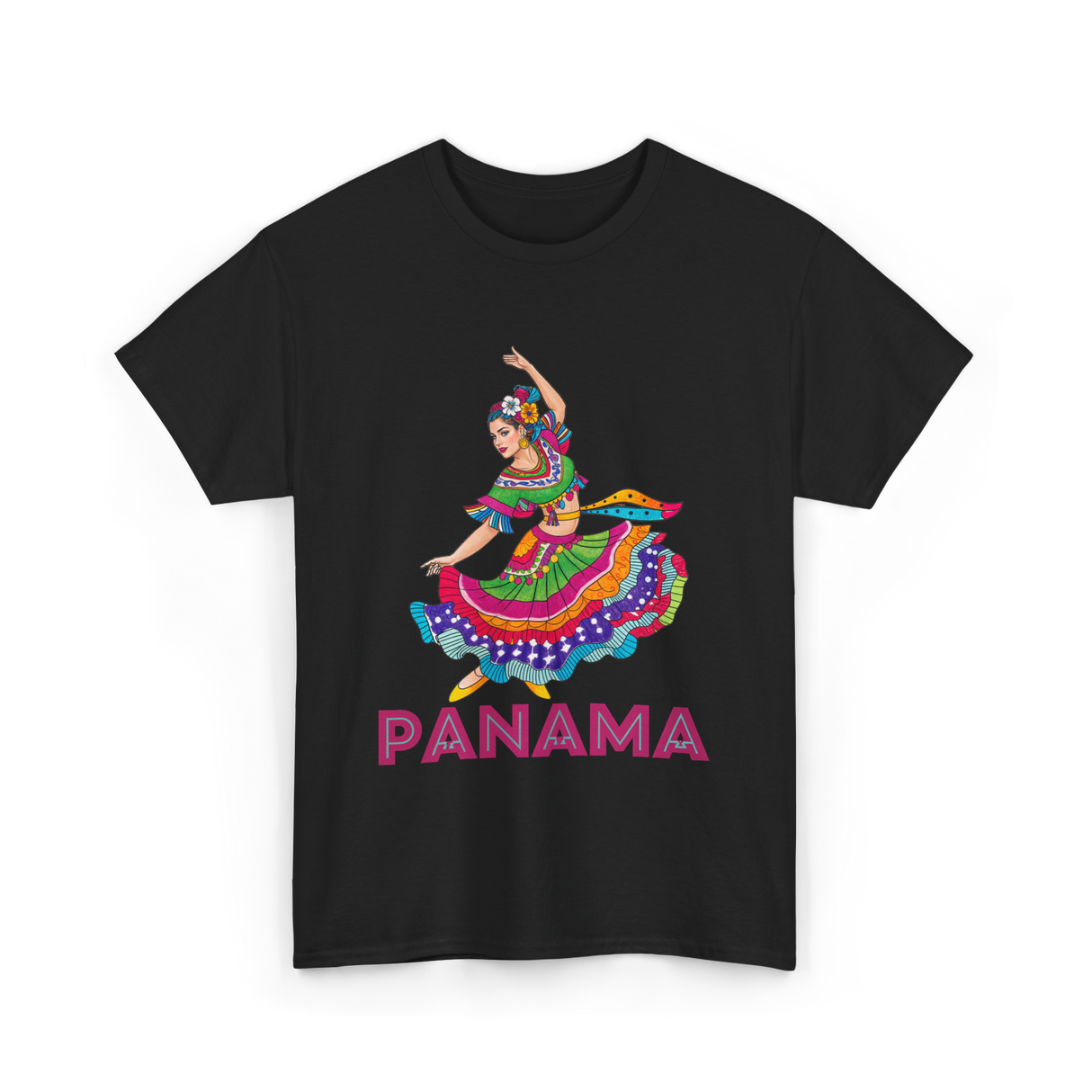 Panama Cultural Dancing Panama T-Shirt - Black