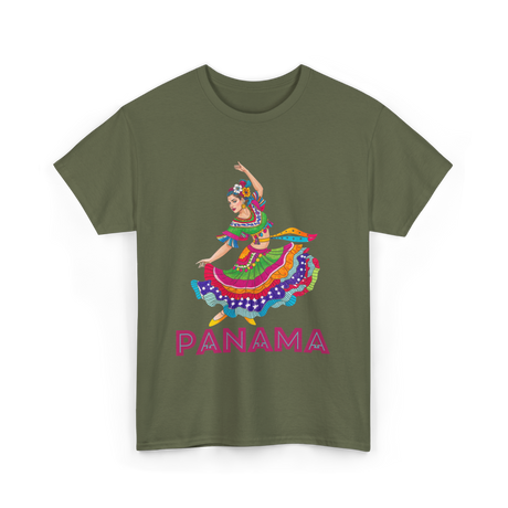 Panama Cultural Dancing Panama T-Shirt - Military Green