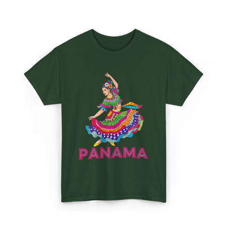 Panama Cultural Dancing Panama T-Shirt - Forest Green