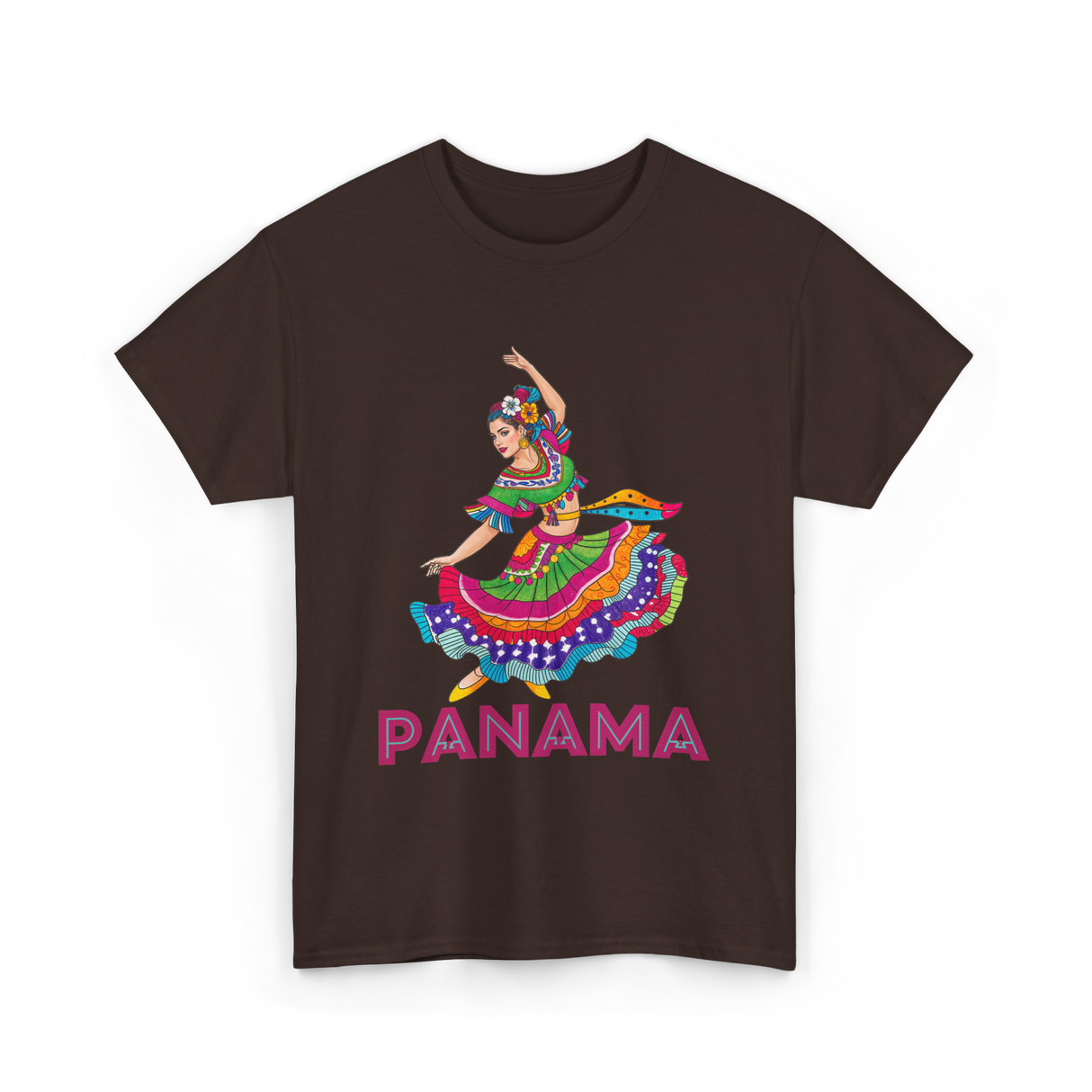 Panama Cultural Dancing Panama T-Shirt - Dark Chocolate