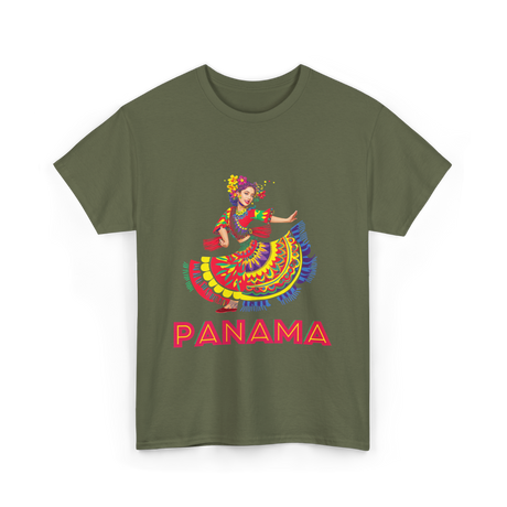 Panama Dance Colorful Culture T-Shirt - Military Green