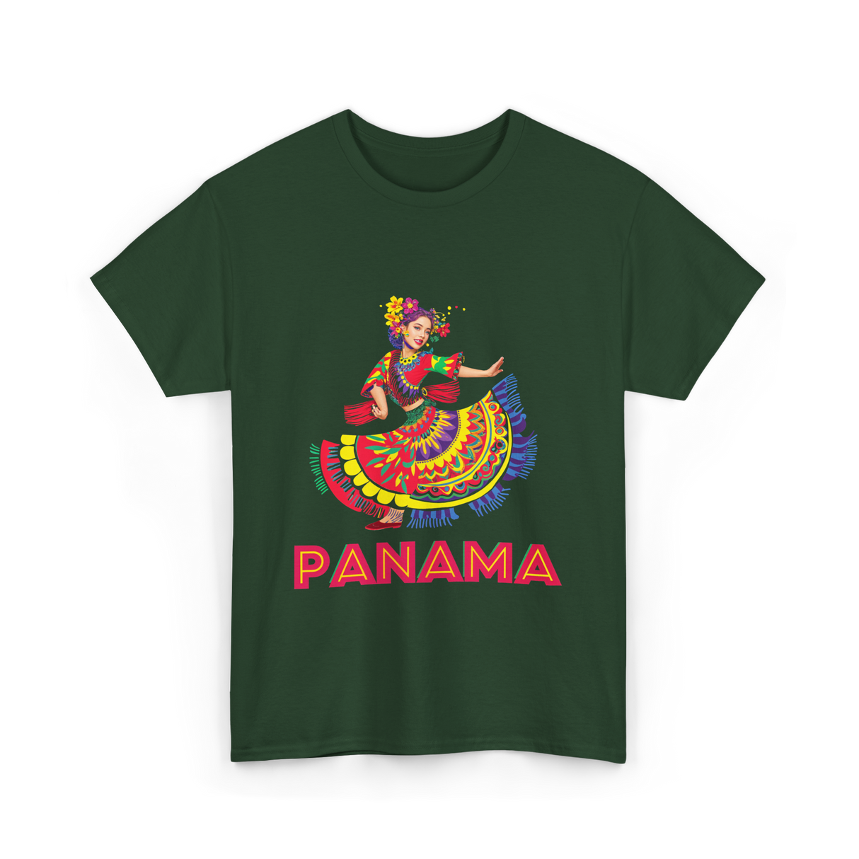 Panama Dance Colorful Culture T-Shirt - Forest Green