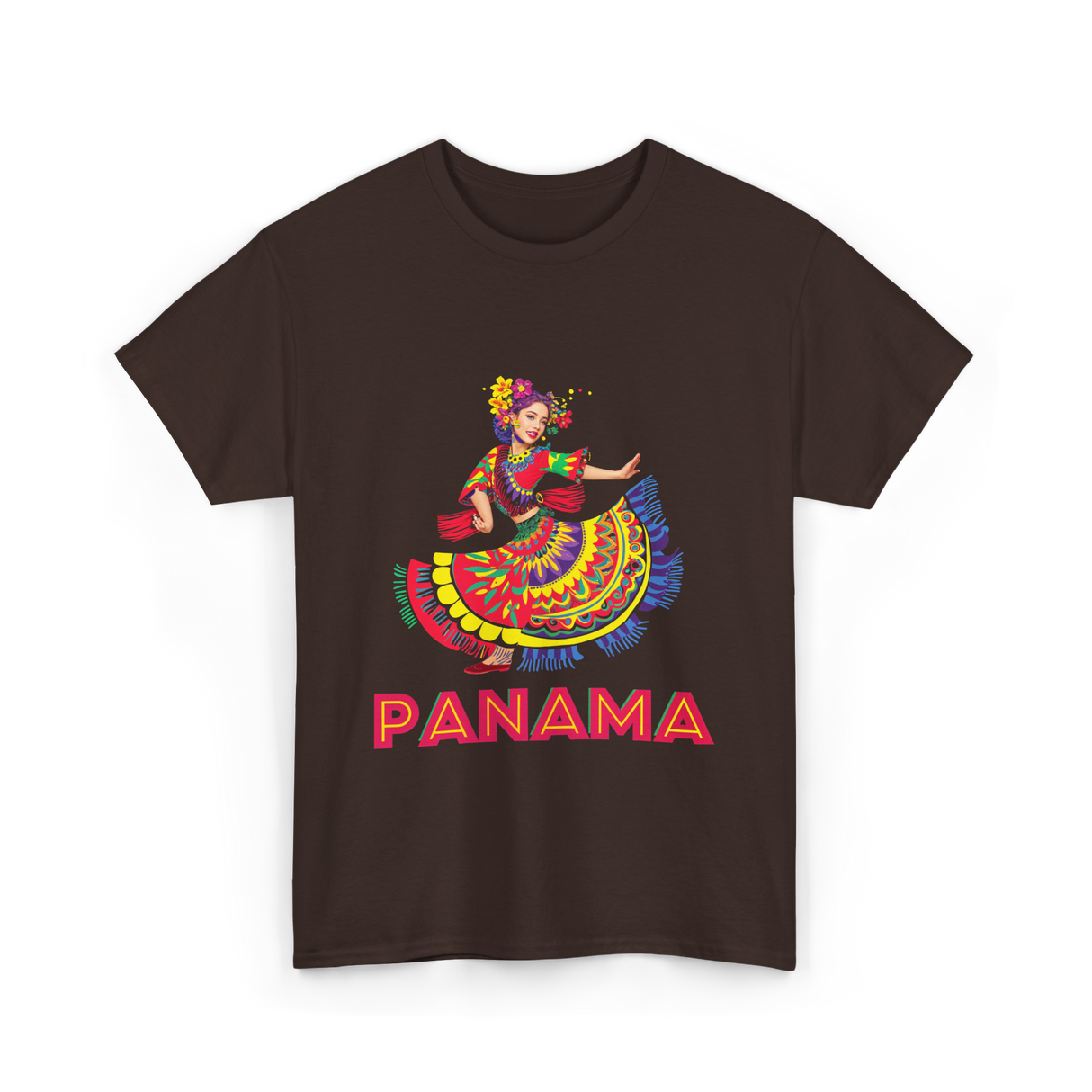 Panama Dance Colorful Culture T-Shirt - Dark Chocolate