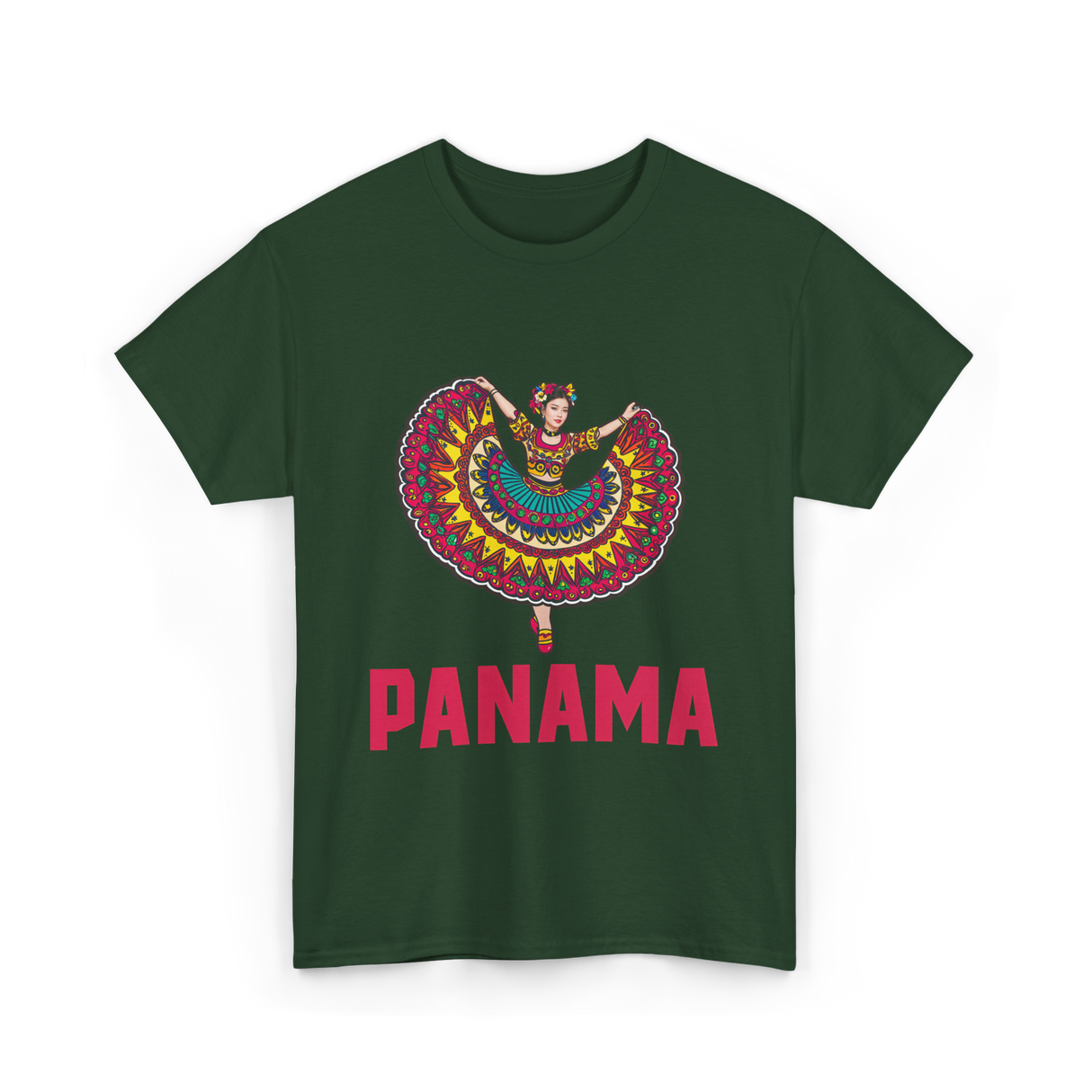 Panama Dance Culture Heritage T-Shirt - Forest Green