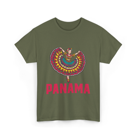 Panama Dance Culture Heritage T-Shirt - Military Green