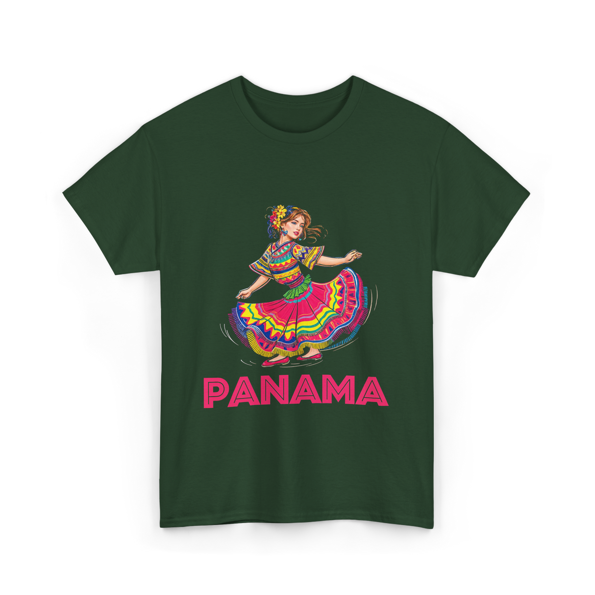 Panama Dance Girl Culture Panama T-Shirt - Forest Green