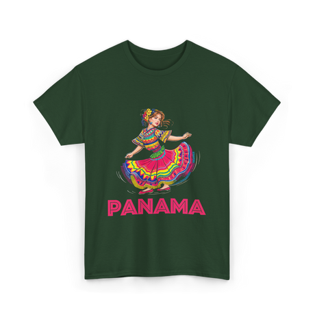 Panama Dance Girl Culture Panama T-Shirt - Forest Green