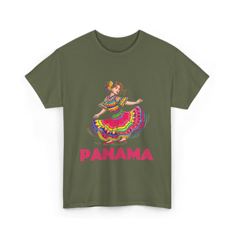 Panama Dance Girl Culture Panama T-Shirt - Military Green