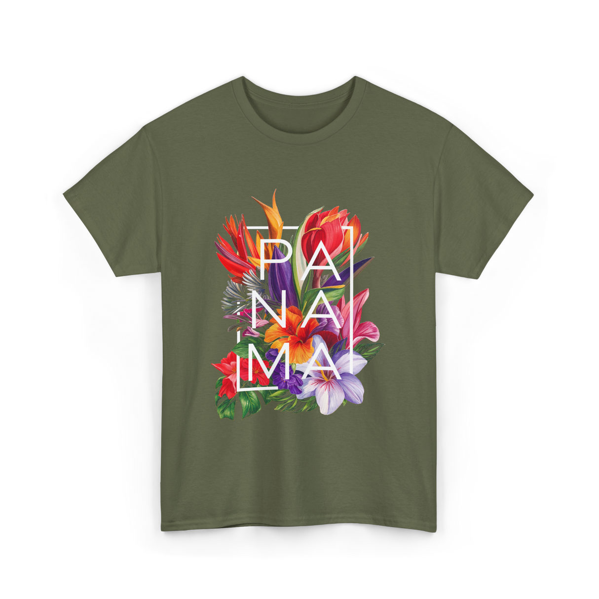 Panama Flowers Panamanian Pride T-Shirt - Military Green