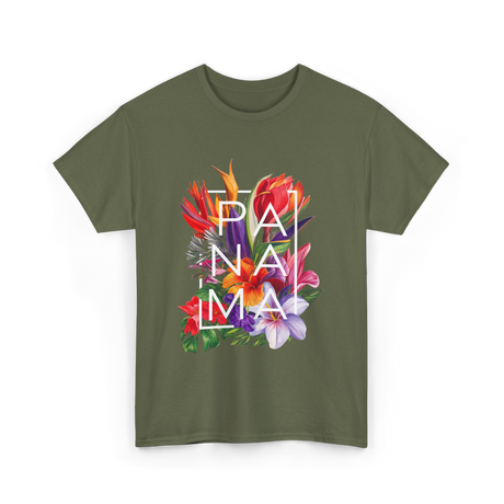 Panama Flowers Panamanian Pride T-Shirt - Military Green