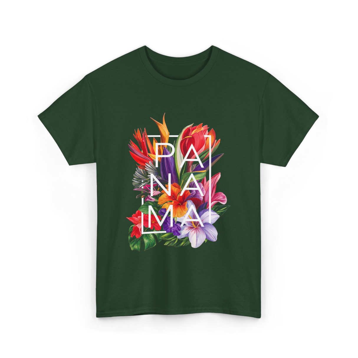 Panama Flowers Panamanian Pride T-Shirt - Forest Green