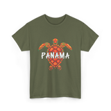 Panama Turtle Tribal Wildlife T-Shirt - Military Green