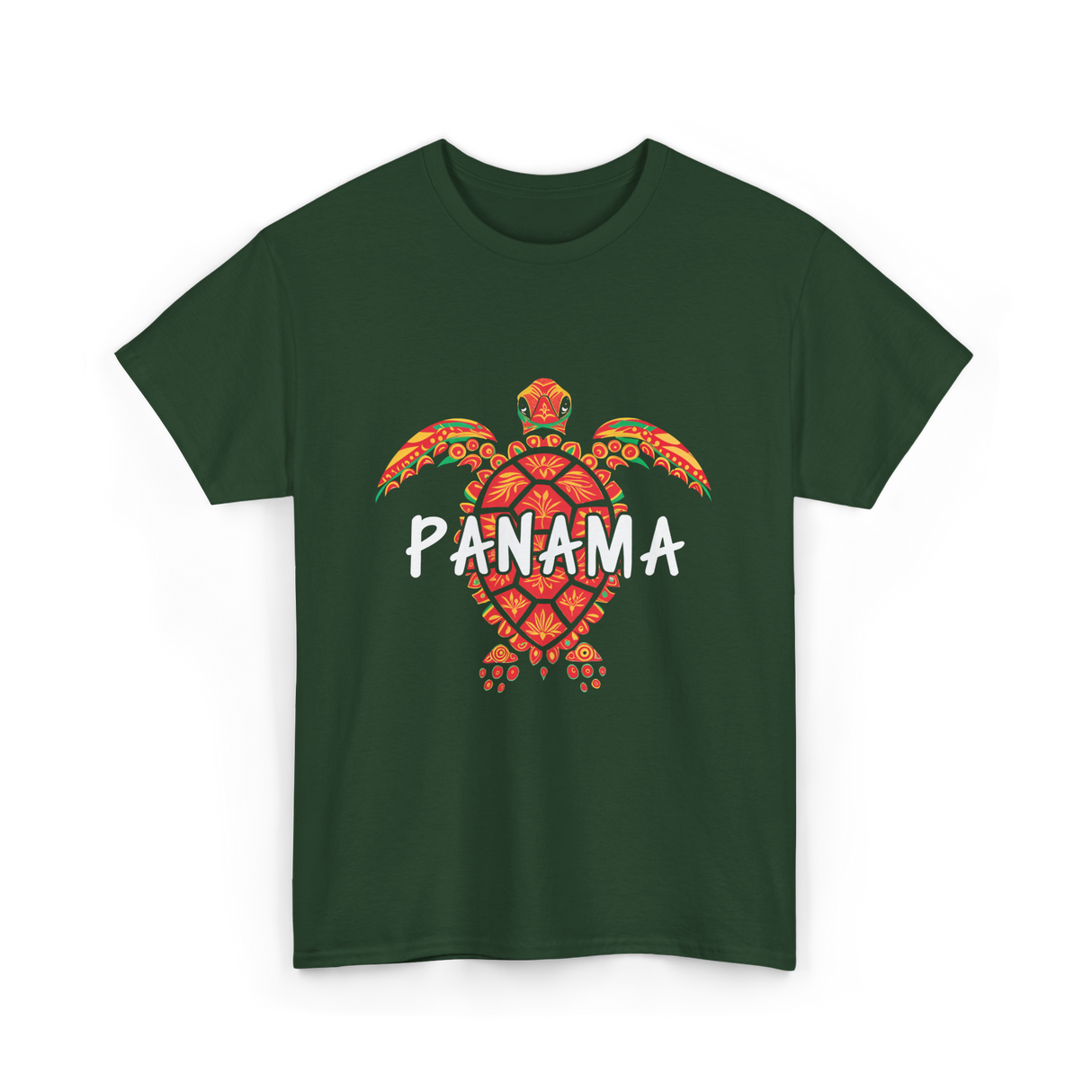 Panama Turtle Tribal Wildlife T-Shirt - Forest Green