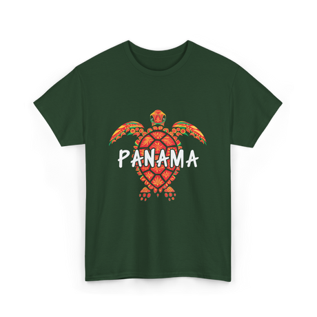 Panama Turtle Tribal Wildlife T-Shirt - Forest Green