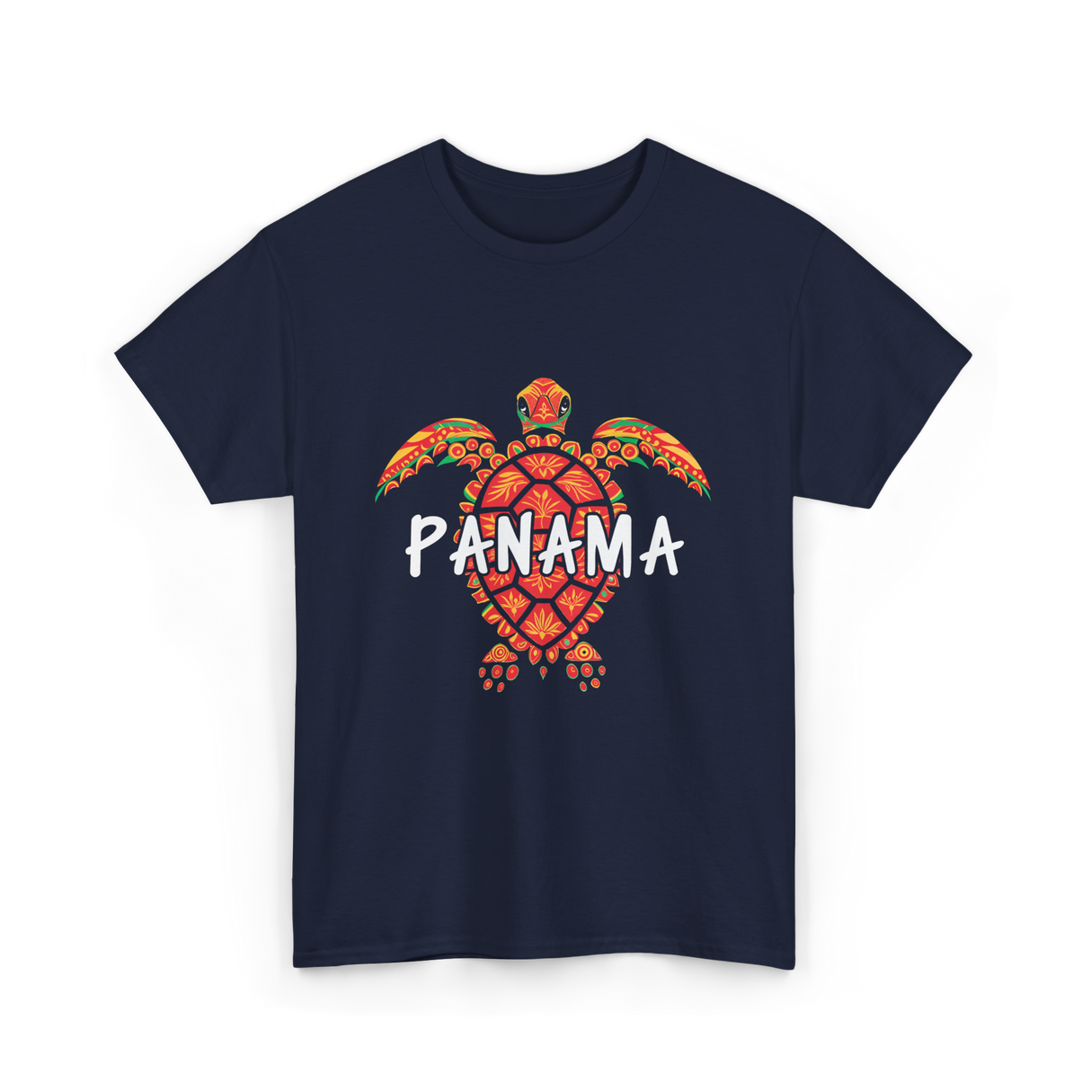 Panama Turtle Tribal Wildlife T-Shirt - Navy