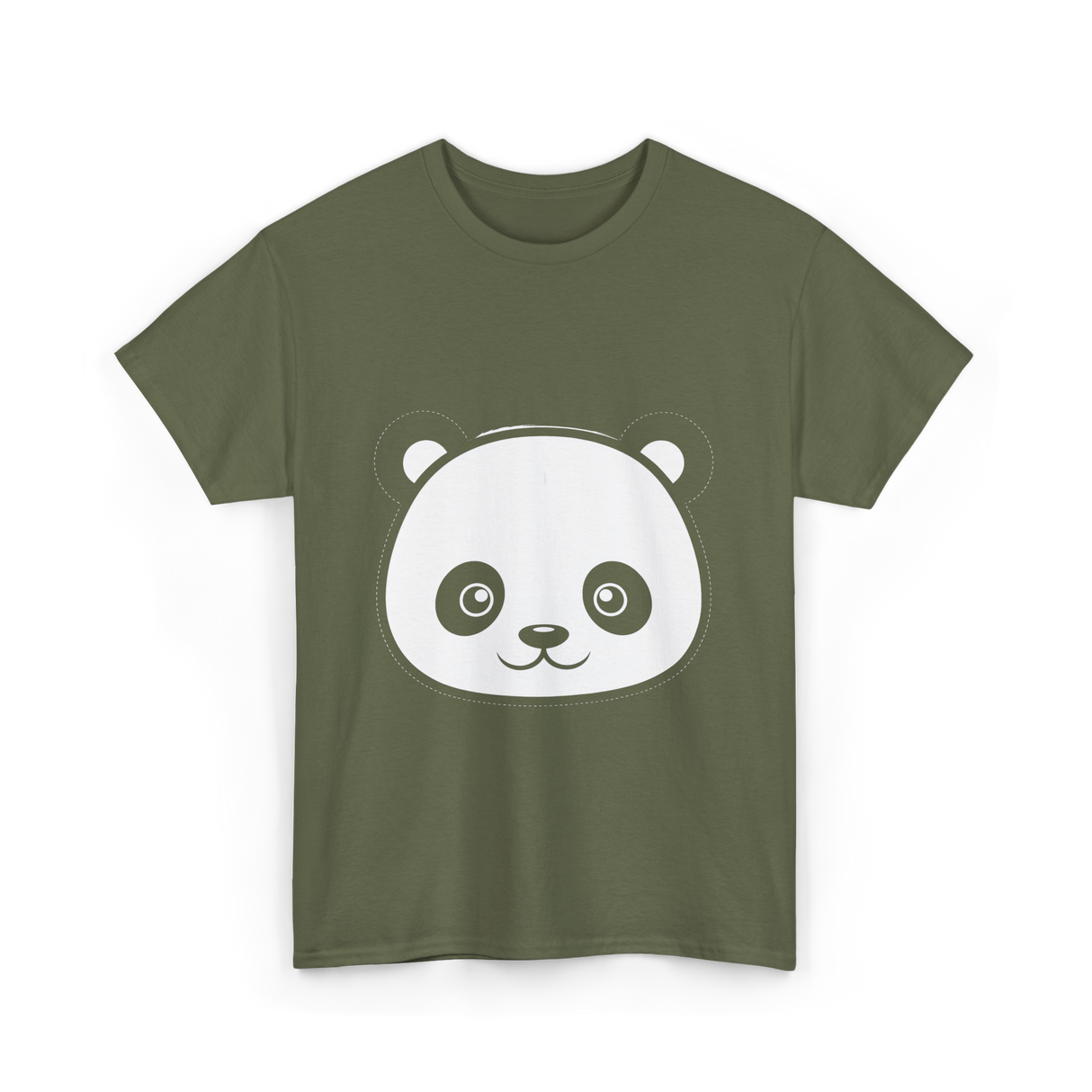 Panda Face Panda Animal T-Shirt - Military Green