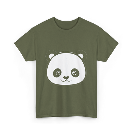 Panda Face Panda Animal T-Shirt - Military Green