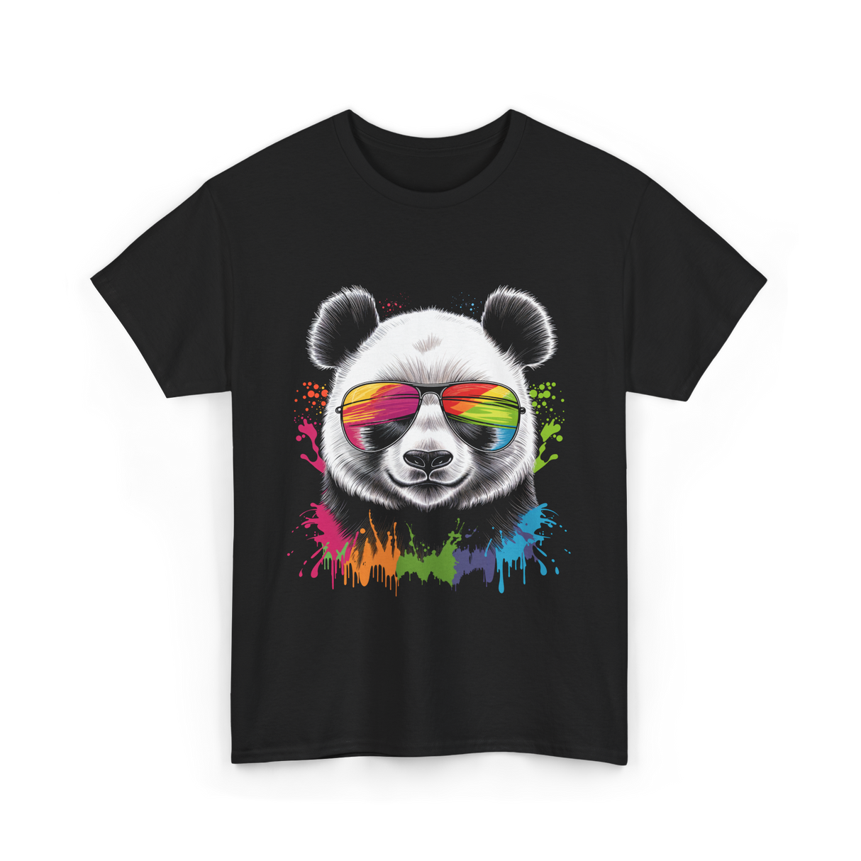 Panda in Sunglasses Animal Art T-Shirt - Black