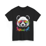 Panda in Sunglasses Animal Art T-Shirt - Black