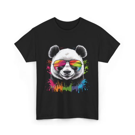 Panda in Sunglasses Animal Art T-Shirt - Black