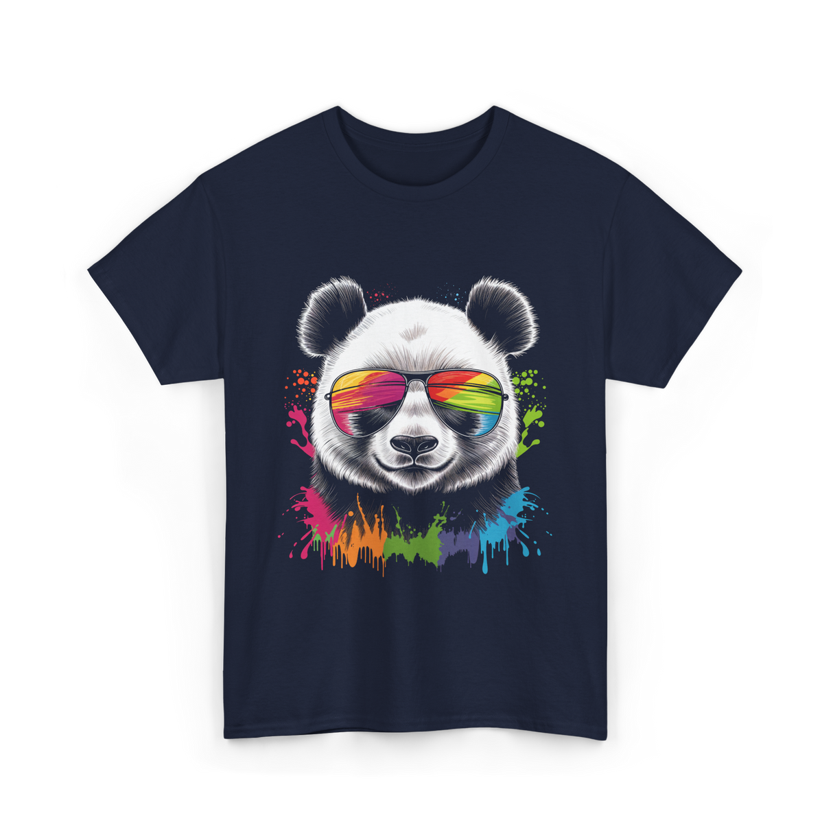 Panda in Sunglasses Animal Art T-Shirt - Navy