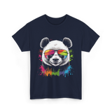 Panda in Sunglasses Animal Art T-Shirt - Navy