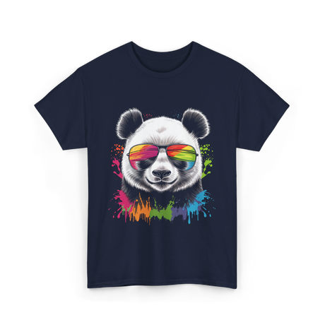 Panda in Sunglasses Animal Art T-Shirt - Navy