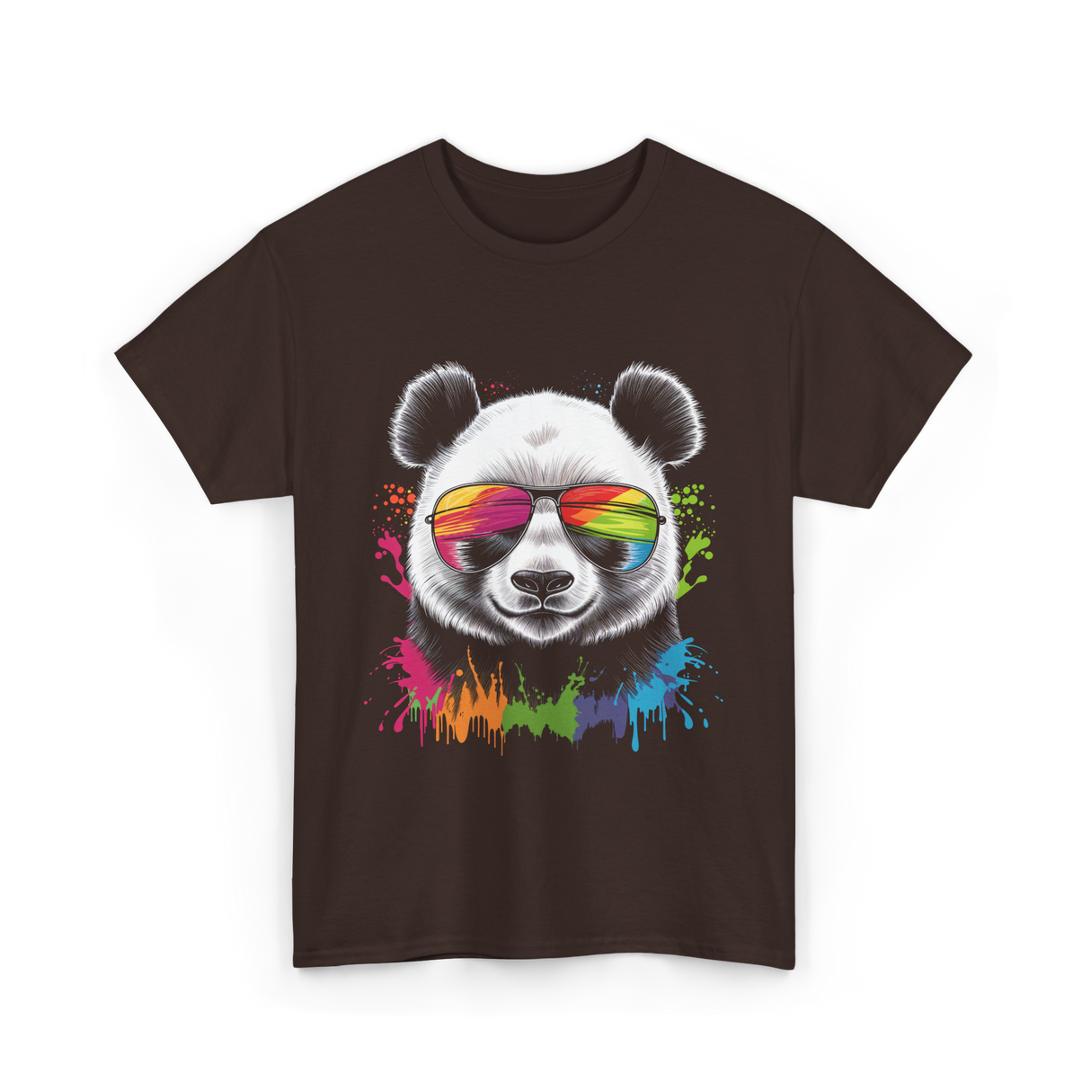 Panda in Sunglasses Animal Art T-Shirt - Dark Chocolate